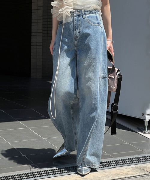 コクーンディティールデニムパンツ デニム スナイデル