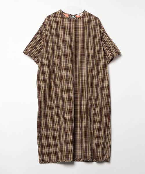 Yori」 チェック柄半袖ワンピース 38 ベージュ レディース : 82531703  