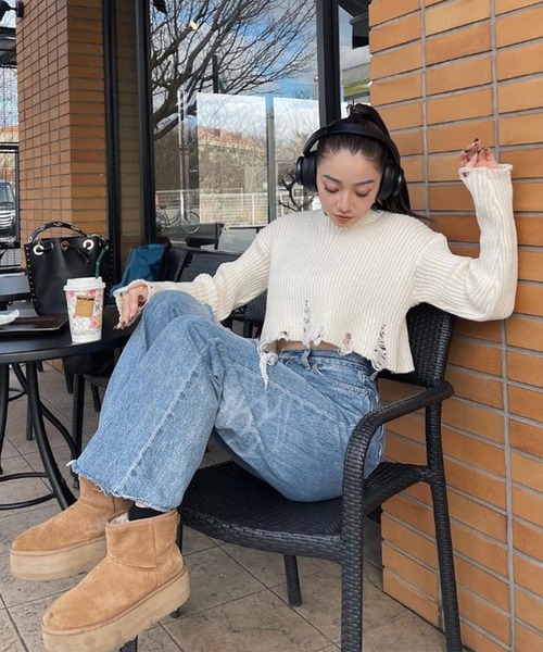 ROOP TOKYO ニット セーター Damage Short Knit / ダメージ