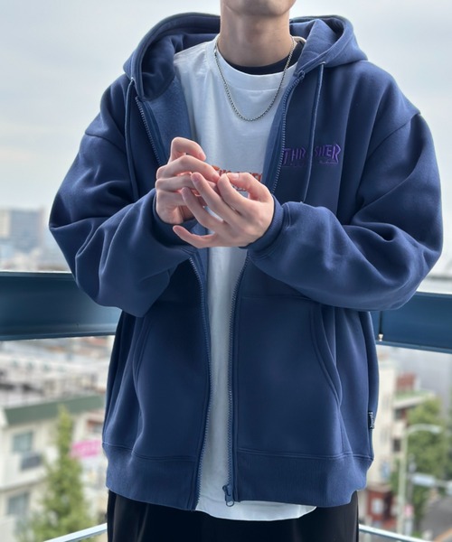 ダイヤ‼️超希少品出ました‼️スカルパッチ付きグレーパーカーラスト1点物‼️ パーカー THRASHER×MSG/スラッシャー 別注 ヘビーウェイト裏毛パッチ