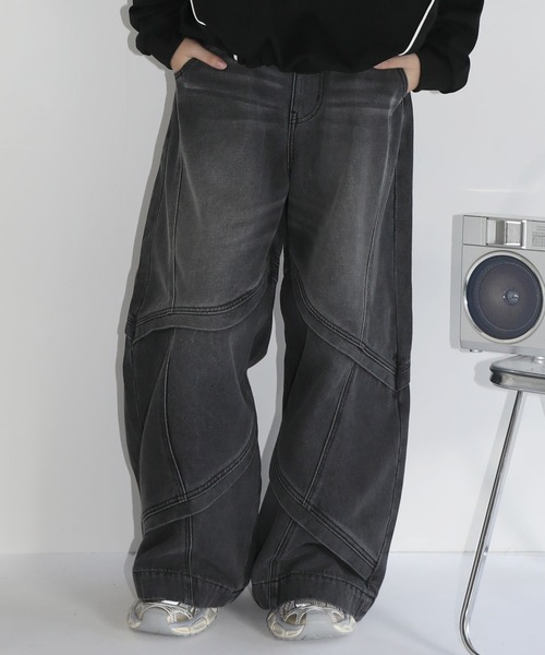 デニムパンツ ジーンズ デニムジョガー 28-40seize 24zm1289 JOSE MOON ジーンズ デニム デニムパンツ DENIM WIDE PANTS HIGH
