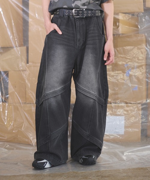 ワイドパンツ ジーンズ 「12oz」オーバーサイズバギーワイドバイカー 
