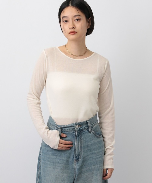 tシャツ 「追加2」ラメリブシアー_長袖 レディース A part by tシャツ 「追加2」ラメリブシアー_長袖 レディース