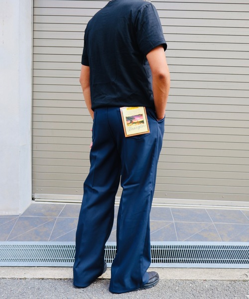 80s ドレスパンツ US NAVY ワイドスラックス バギー ブラック ギャバ