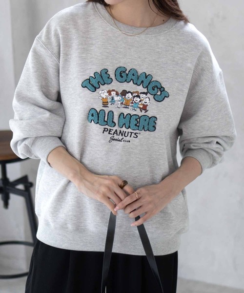 PEANUTS トレーナー スウェット スヌーピー さがら刺繍 ルーズ