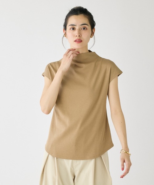 tシャツ ボトルネックカットソー「スビン綿MIXフライス」 レディース