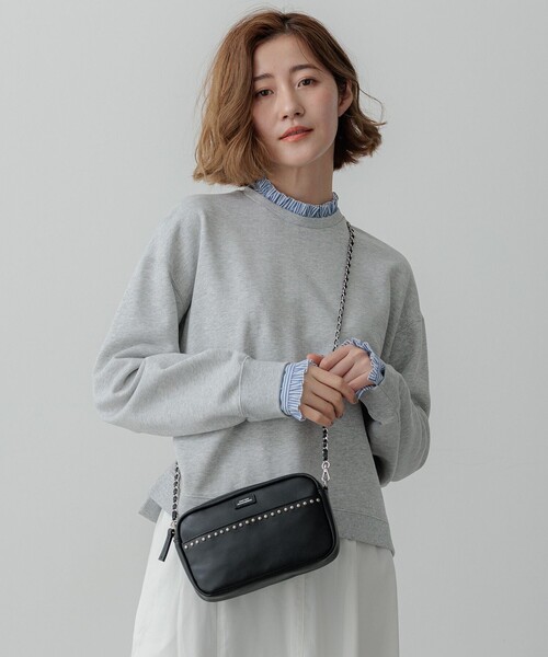 tシャツ 「洗える」クリアコットンテリー ストライプフリル スウェット レディース 23区 tシャツ 「洗える」クリアコットンテリー ストライプフリル