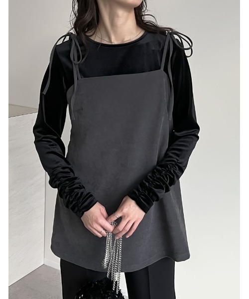 キャミソール 「2024-25 WINTER COLLECTION」微起毛ツイルバックシャンキャミソールチュニック 2024-25 WINTER COLLECTION]微起毛ツイルバックシャン