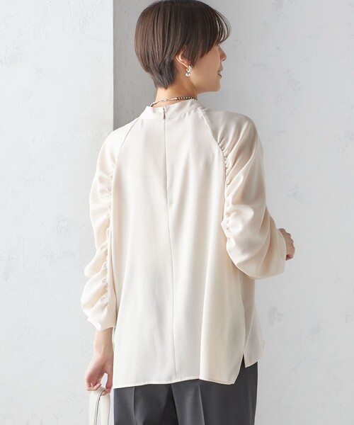 SHIPS ブラウス シャツ 「手洗い可能」ストレッチ ジョーゼット 袖