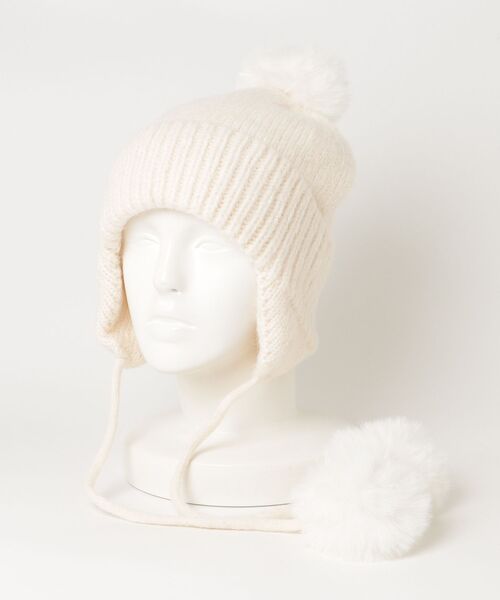 ニット帽 ニットキャップ 「HIKA」ポンポン付き耳つきニットCAP