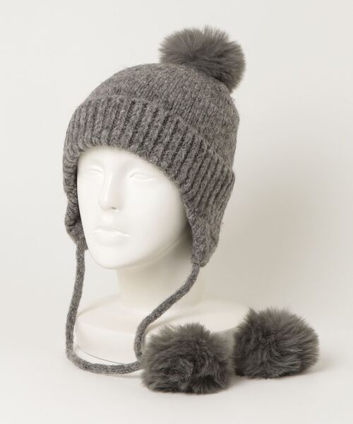 ニット帽 ニットキャップ 「HIKA」ポンポン付き耳つきニットCAP