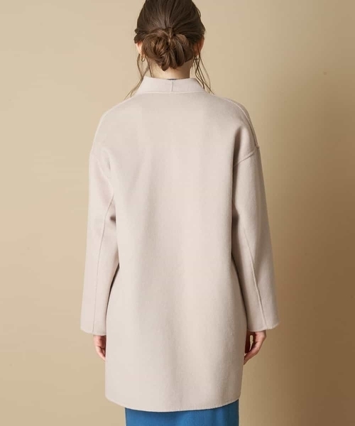 「OFUON」 ノーカラーコート 38 ブラウン レディース_画像3