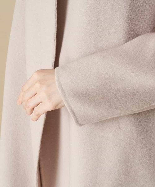 「OFUON」 ノーカラーコート 38 ブラウン レディース_画像5