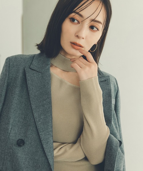 anuans（アニュアンス） ワンピース デザインネックナローニット