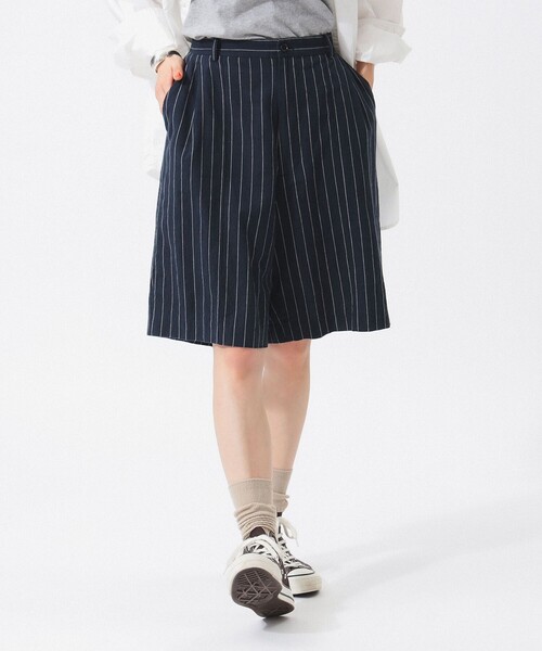 BEAMS BOY パンツ ピンストライプ ショートパンツ レディース