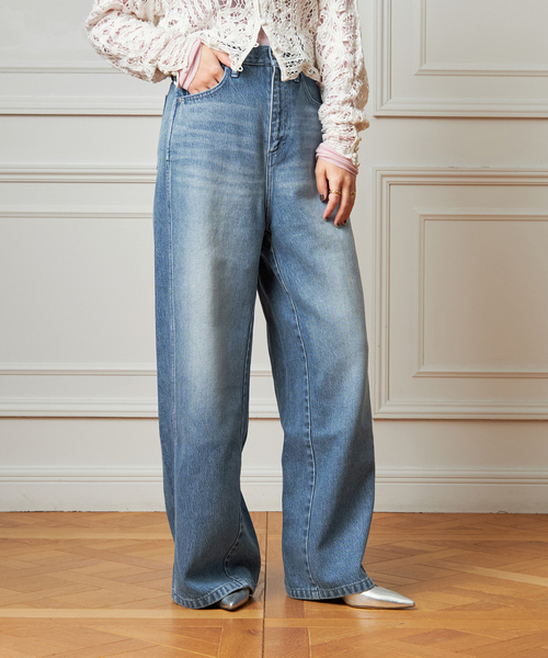 【新品未使用】IENA LA BOUCLE デニムパンツ2 38サイズ IENA LA BOUCLE ジーンズ デニム デニムパンツ ストレートカラー