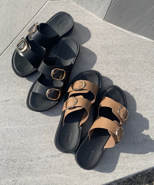 ikka（イッカ） サンダル ダブルバックル付きベルトサンダル