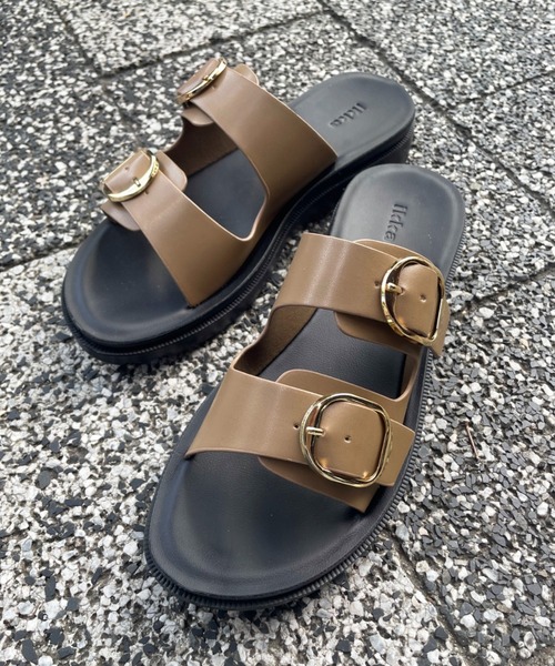 ikka（イッカ） サンダル ダブルバックル付きベルトサンダル