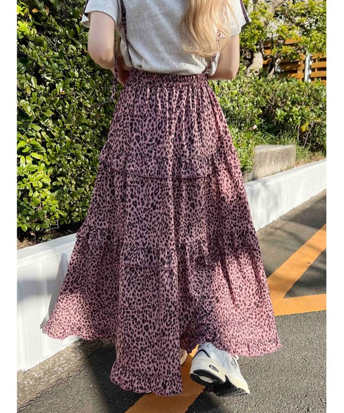 WC スカート 「着こなしマルチway」レオパードティアードロング