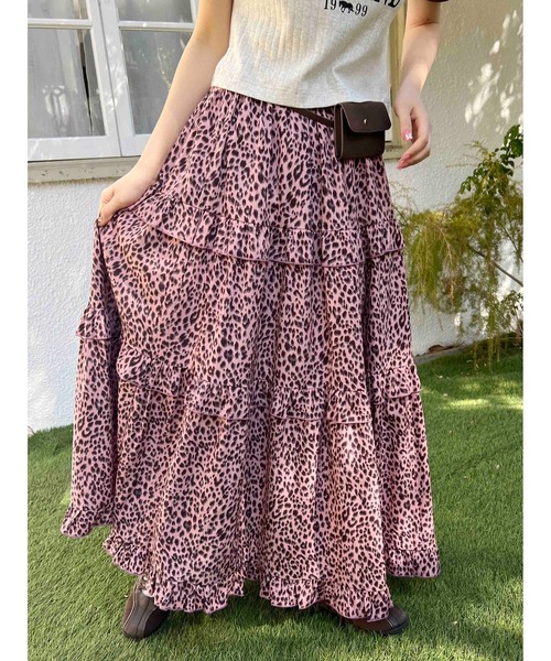 WC スカート 「着こなしマルチway」レオパードティアードロング