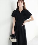ワンピース 涼しげスキッパー衿お上品ワンピースの詳細画像1