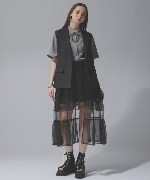 2023AW HARE シシュウフラシワンピース ブラック HARE（ハレ）の「シシュウフラシワンピース(HARE)（ワンピース
