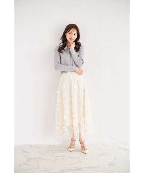 tocco closet スカート ビジュー×パピヨンモチーフチュールフレア