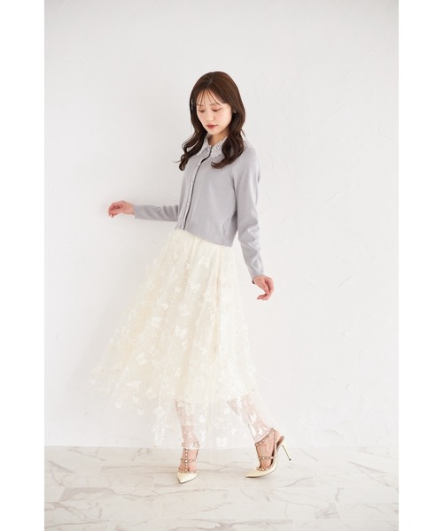 tocco closet スカート ビジュー×パピヨンモチーフチュール