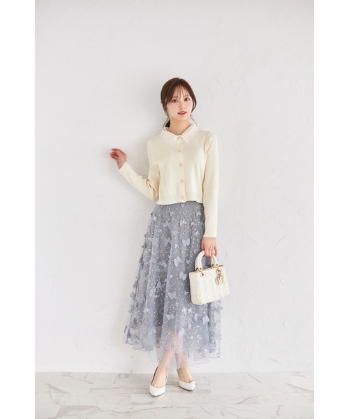 tocco closet スカート ビジュー×パピヨンモチーフチュール