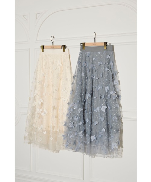 tocco closet スカート ビジュー×パピヨンモチーフチュール