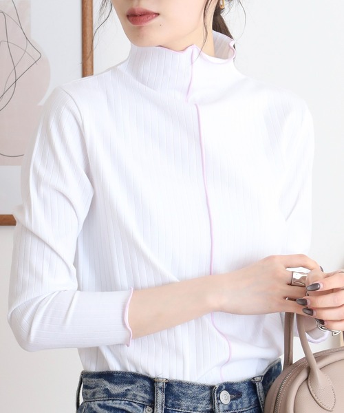 tシャツ EGLANTINE 配色メロウトップス 長袖カットソー レディース