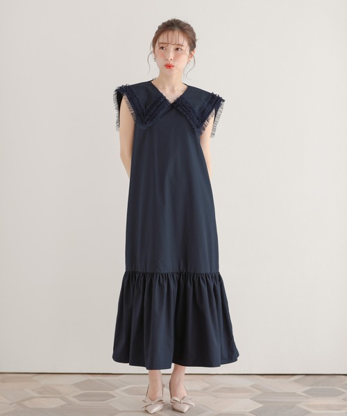 【SALE／10%OFF Fit more チュールフリルセーラーカラーワンピース ワンピース ワンピース