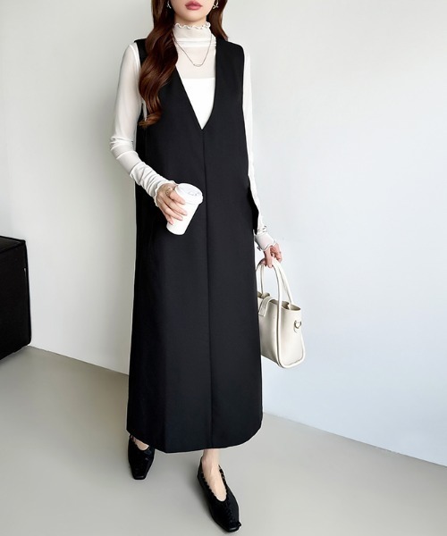 限定値下げ♡完売品！Whim Gazette Vジャンスカワンピース 36 ジャンパースカート Vジャンスカワンピース 限定値下げ♡完売品！Whim