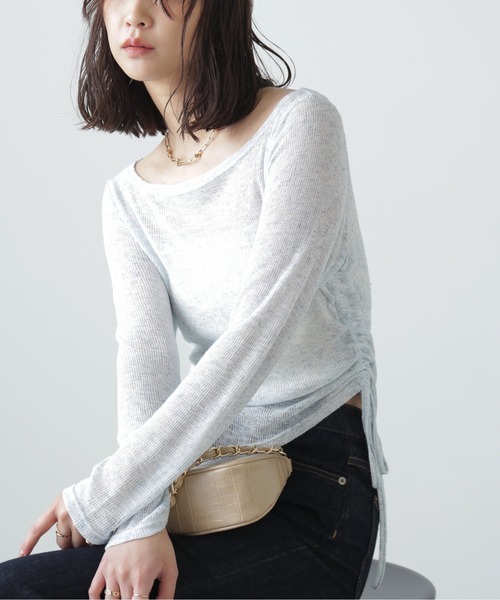 tシャツ メランジドロストシャーリングカットソー レディース