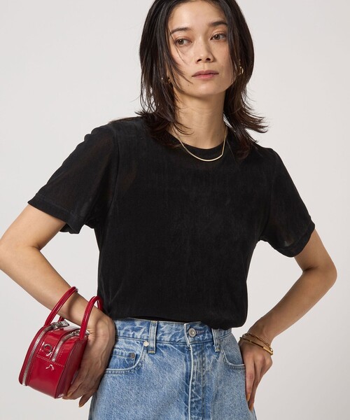定価24200円 異素材フロッキーグラデーション　リネンシャツ　トーキング green label relaxing tシャツ シアー フロッキー Tシャツ
