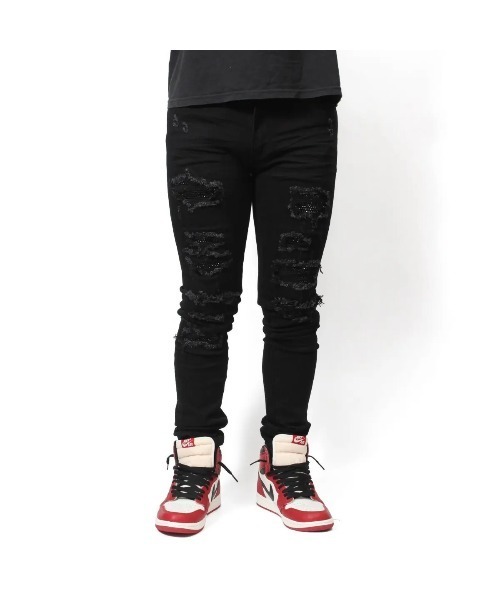 mnml（ミニマル） ジーンズ 「mnml」X201 RHINESTONE SKINNY DENIM 「I