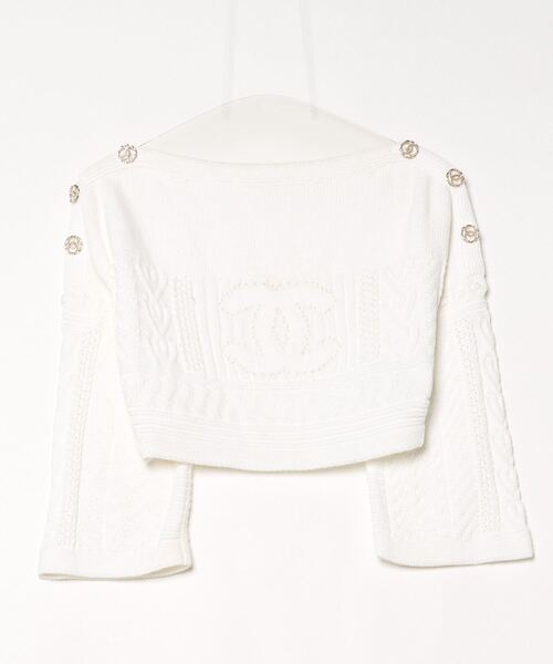 「CHANEL」 7分袖ニット 34 ホワイト レディース