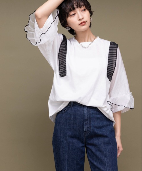「Eimee Law」 7分袖カットソー 38 オフホワイト レディース