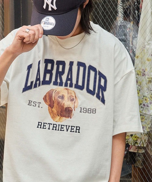 「Labrador Retriever」 半袖Tシャツ L オフホワイト メンズ_画像4