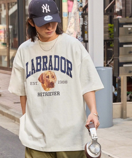 「Labrador Retriever」 半袖Tシャツ L オフホワイト メンズ_画像6