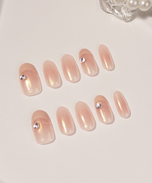 Anail ネイルチップ ネイルシール 3D水光ピンクマグネットフレンチ