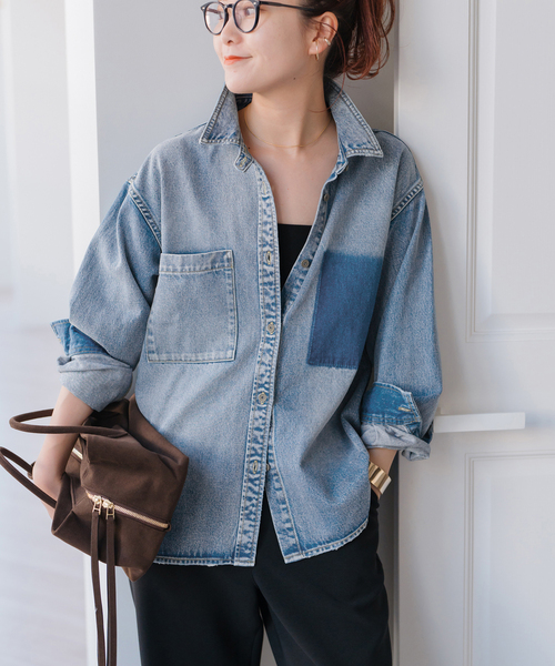 【新品タグ付お値下げなし】Spick and Span 5 1/2 デニムシャツ Spick＆Span ブラウス シャツ 「WEB限定追加」5 1/2 SOFT DENIM