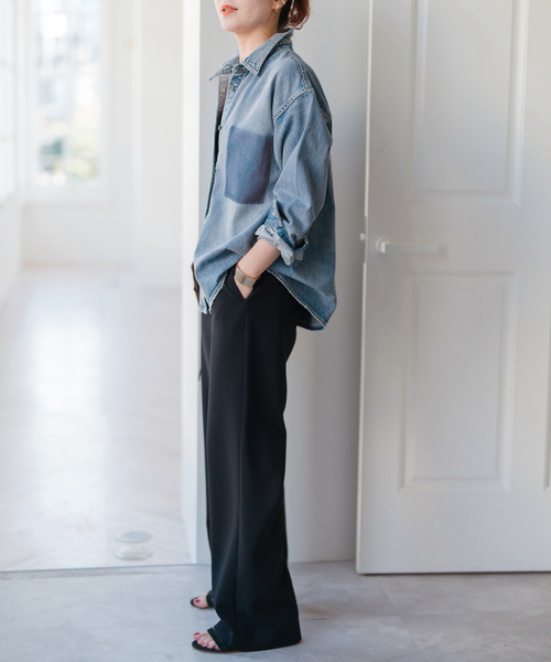 Spick & Span 5 1/2 オーバーサイズ DENIM SHIRT Spick＆Span ブラウス シャツ 「WEB限定追加」5 1/2 SOFT DENIM