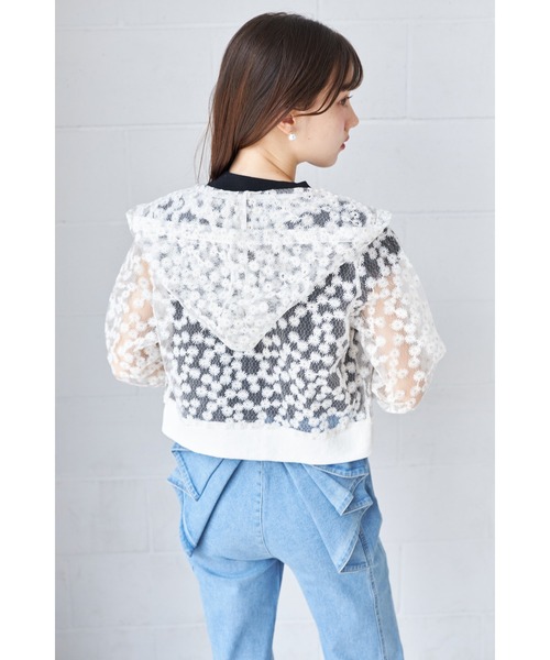 tocco closet（トッコ クローゼット） パーカー シアーフラワーレース