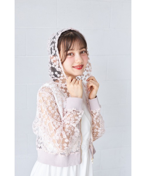 tocco closet（トッコ クローゼット） パーカー シアーフラワーレース