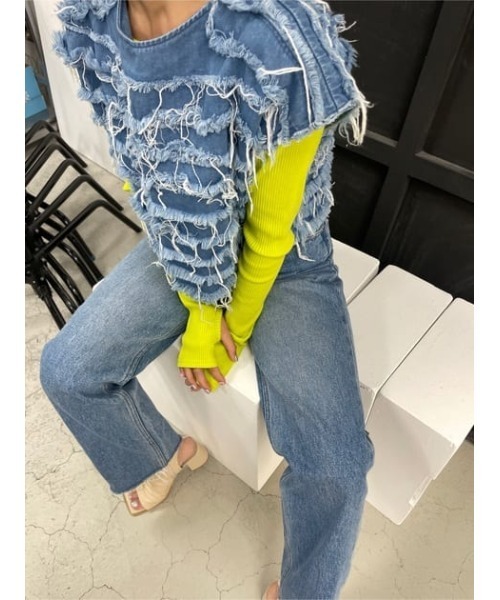「SLY」 加工デニムパンツ 1 ライトブルー レディース_画像8