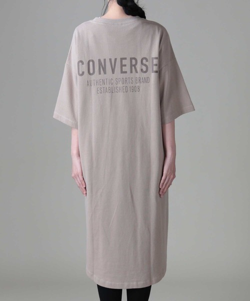 「CONVERSE」 半袖チュニック M ベージュ レディース