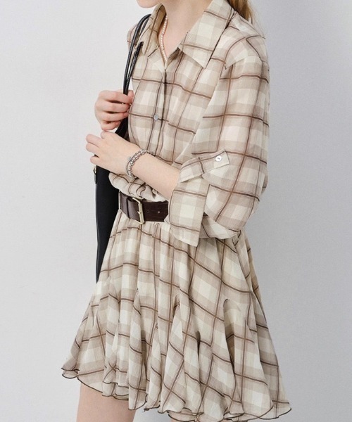 gossip!ロサンゼルス シャツワンピース チェック柄 シャツ風 ミニ