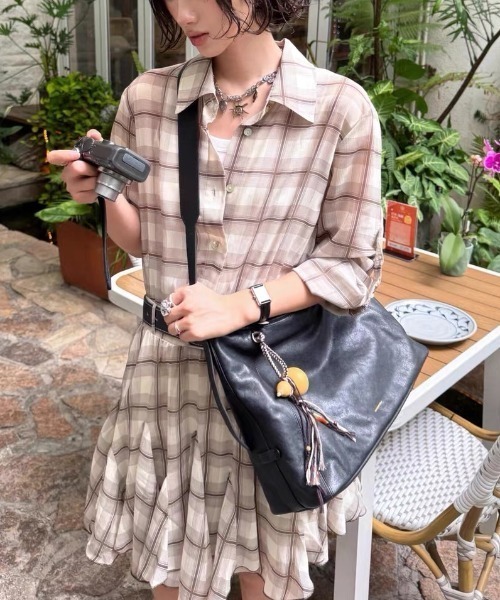 gossip!ロサンゼルス シャツワンピース チェック柄 シャツ風 ミニ
