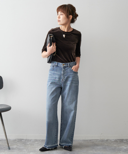 「Spick & Span」 加工デニムパンツ 34 サックスブルー レディース